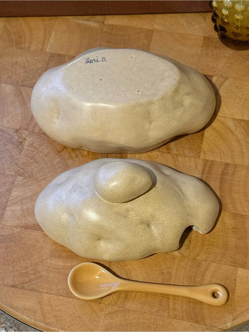 Vintage Ceramic Baked Potato Soup Tureen with Ladle
